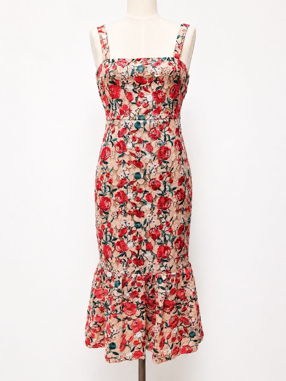 Lovers + Friends Under The Stars Midi Dress Romantic Floral Lace Crochet XS